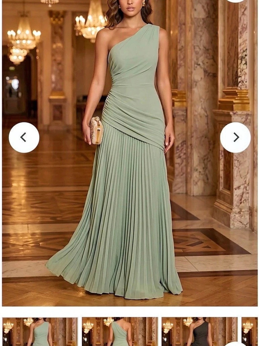 Sage Green One-Shoulder Maxi Dress